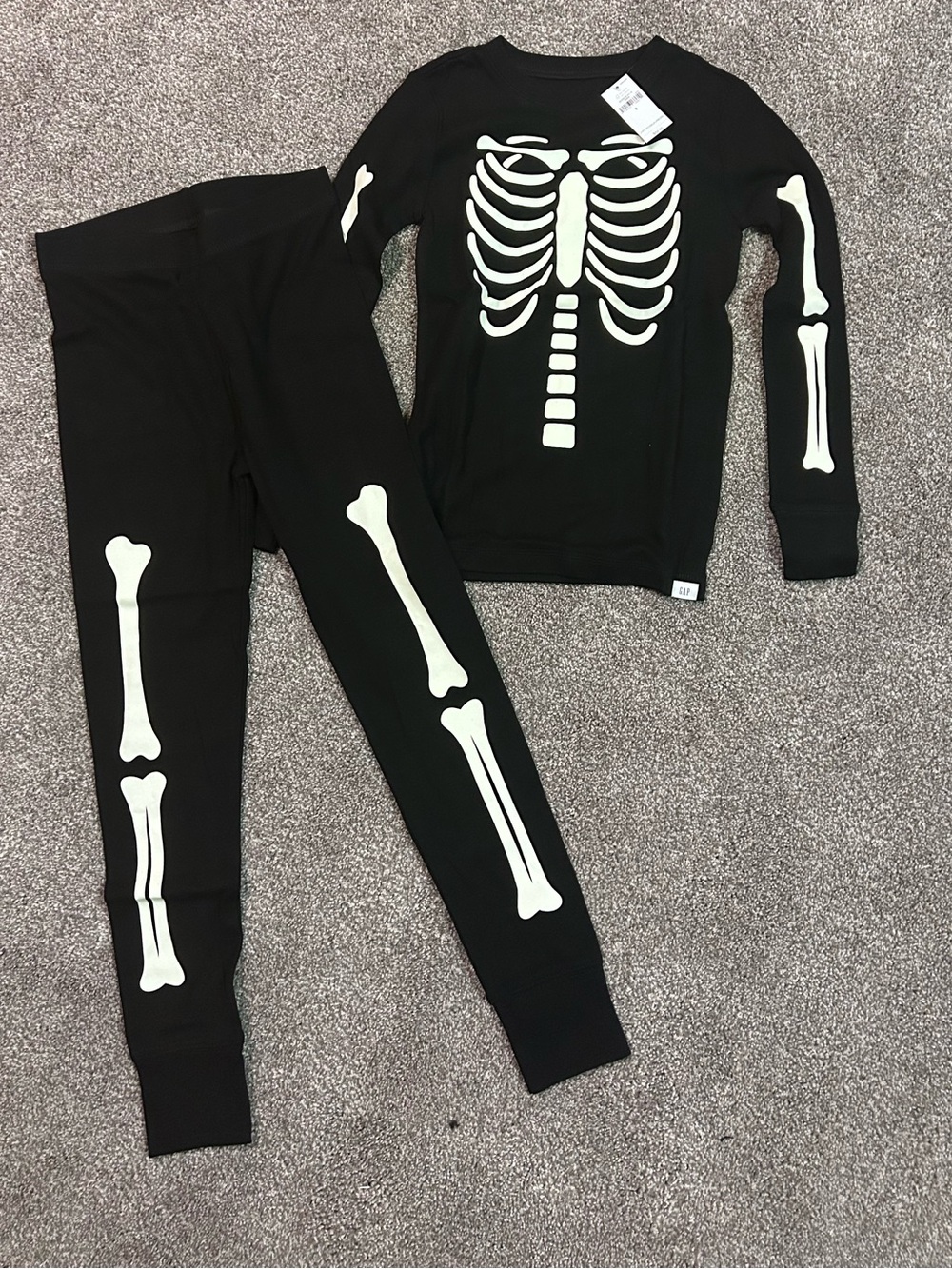 3/$50 Kids Black Skeleton Pajama Set - Glow Bone Design